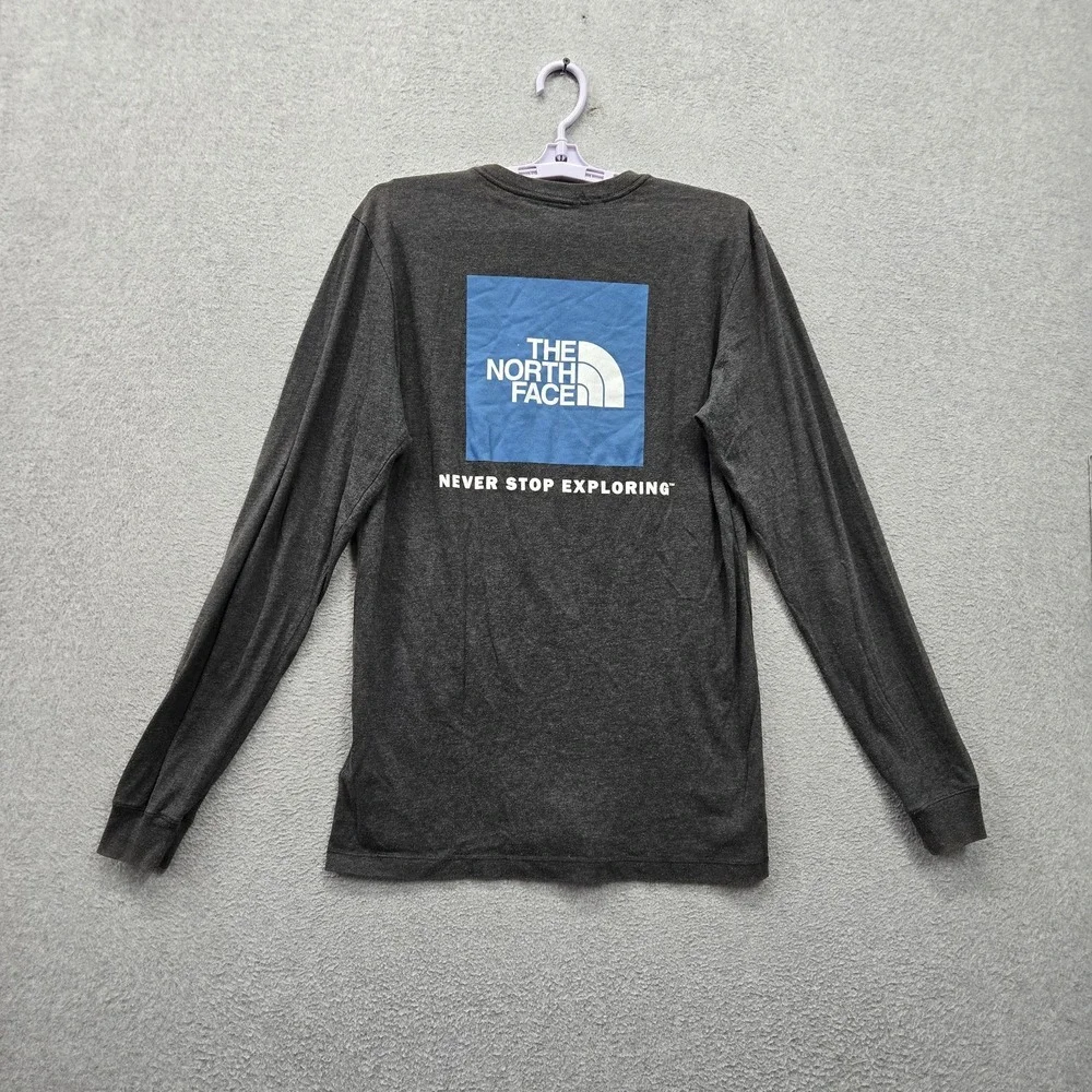 The North Face Men Shirt S Gray NSE Graphic Logo Crew Neck Long Sleeve Tee